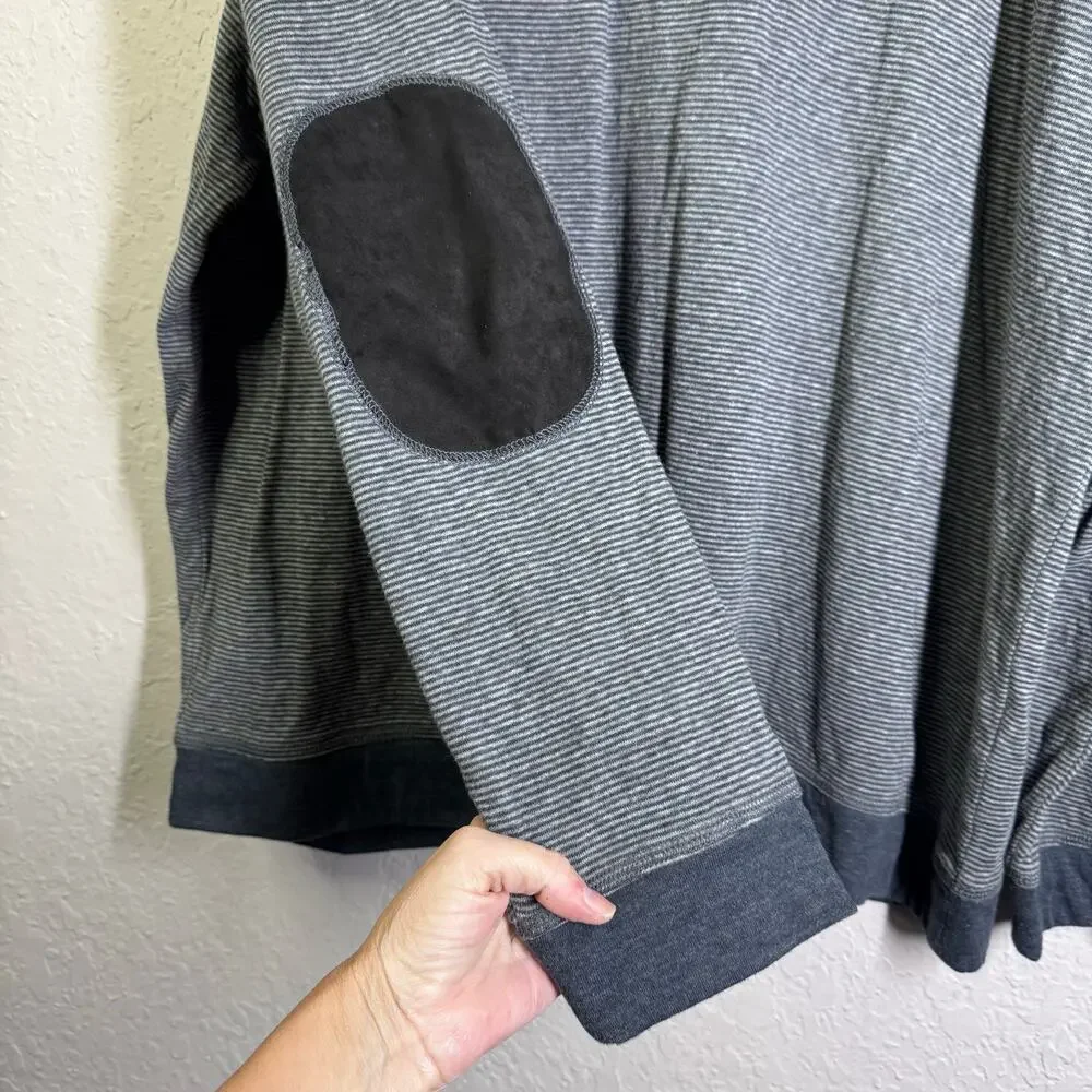 TASSO ELBA Sweatshirt‎ XXL Crew Neck Striped Extremely Soft Elbow Patches Casual